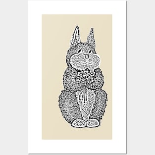 cute black and white bunny Posters and Art